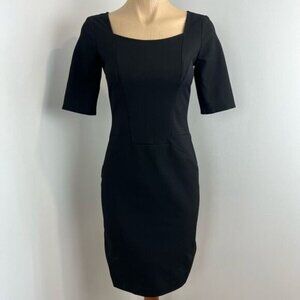 Office Little Black Dress Low Back Stretch Workwear Size XS Cocktail Midi